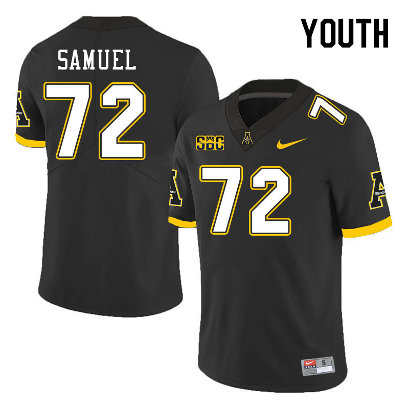 Youth #72 Markell Samuel Appalachian State Mountaineers College Football Jerseys Stitched Sale-Black - Click Image to Close